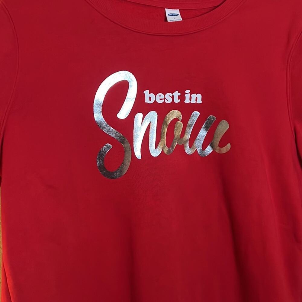 Old Navy “Best in Snow” Crewneck Pullover Sweatshirt Size L - Picture 3 of 5